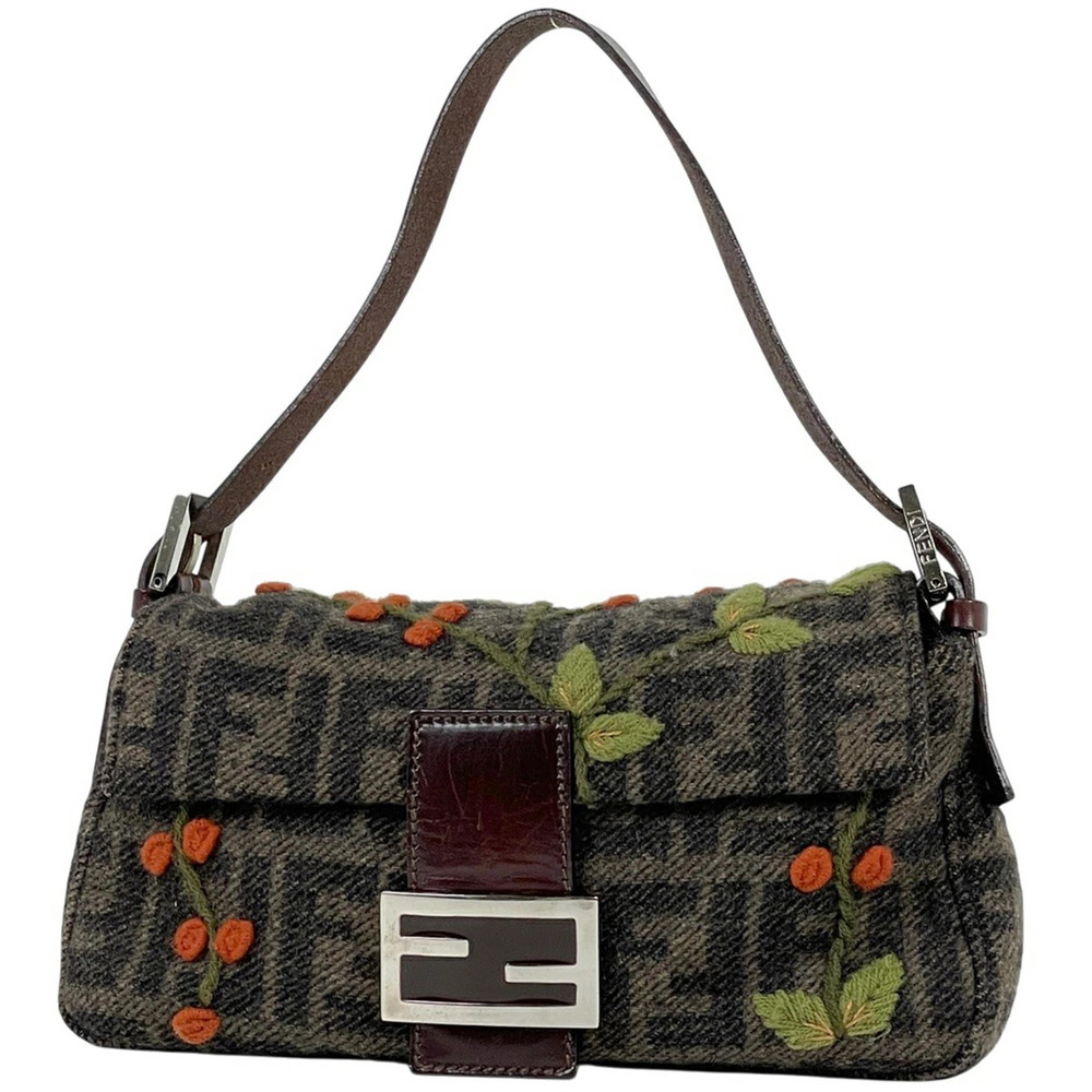 Fendi Zucca Mamma Bucket embroidered handbag shoulder bag brown
